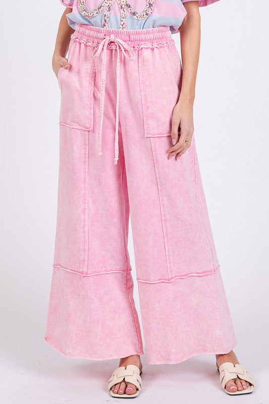 Pink Flare Knit Pants