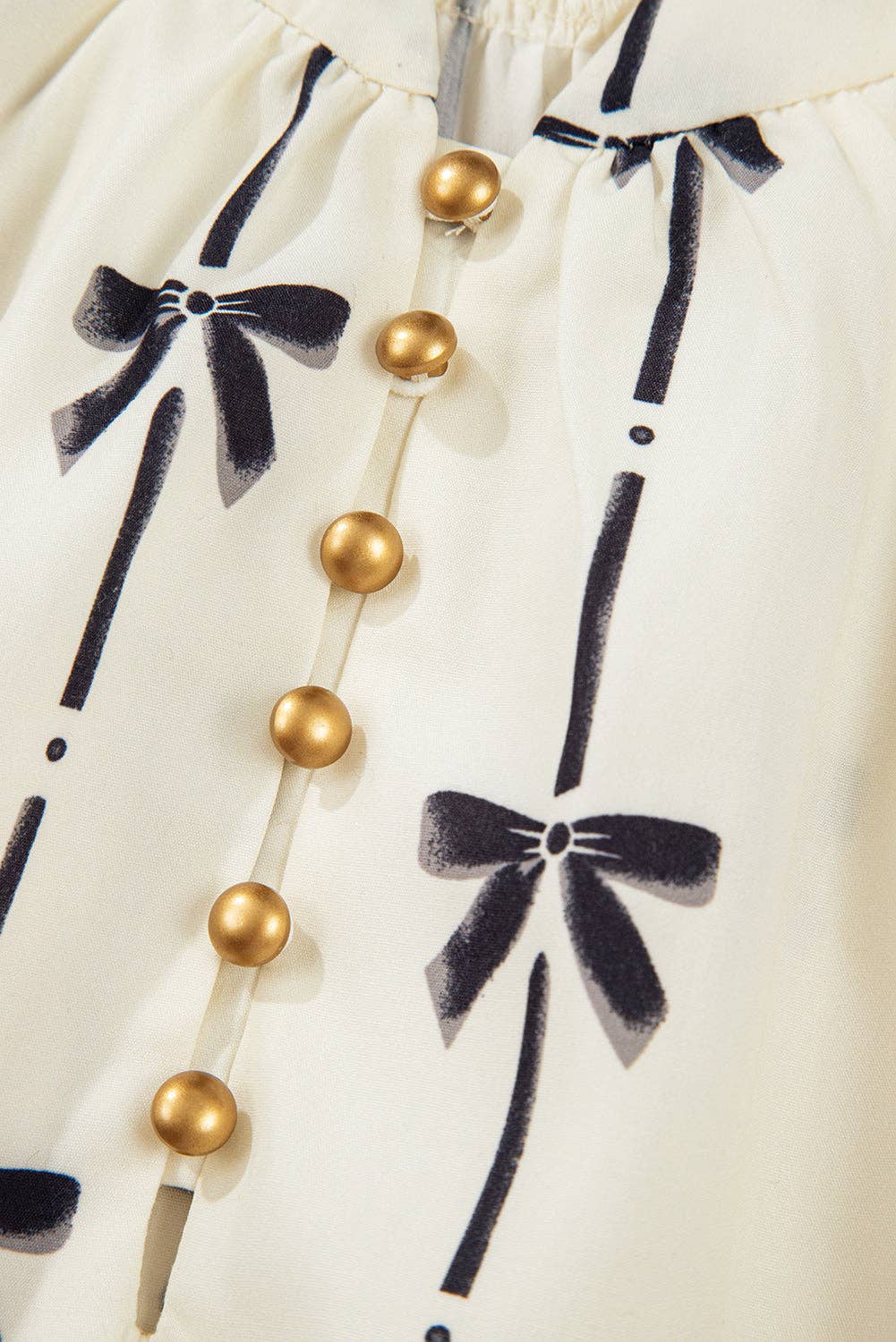 Bow Bubble Sleeve Mini Dress: Beige