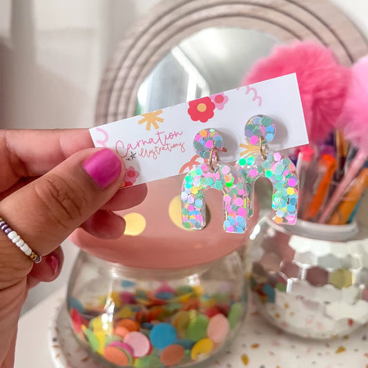 Iridescent Confetti Earrings